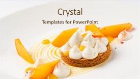  Presentation with tart tatin - Presentation theme having perssimon fruit - persimmon and meringue tart background and a sky blue colored foreground