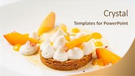  Presentation with tart tatin - Presentation theme featuring perssimon fruit - persimmon and meringue tart background and a lemonade colored foreground