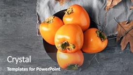  Presentation with table meal plan for osteotphorosis - Slide deck featuring perssimon fruit - plate with tasty ripe persimmons background and a gray colored foreground