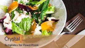  Presentation with salad packaging - Beautiful PPT theme featuring perssimon fruit - salad with persimmon backdrop and a coral colored foreground