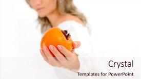  Presentation with dr holding ipad - Presentation theme featuring perssimon fruit - young woman holding persimmon background and a  colored foreground