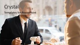  Presentation with meeting - Cool new presentation theme with persuasion - business meeting at sunset backdrop and a coral colored foreground