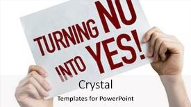  Presentation with yes - Slide deck enhanced with persuasion - turning no into yes placard background and a sky blue colored foreground