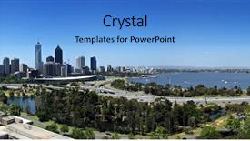  Presentation with kings - PPT theme with perth skyline from kings park background and a teal colored foreground