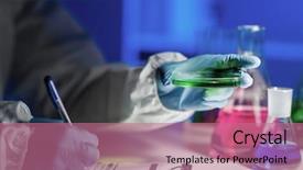  Presentation with lab test - Amazing presentation theme having perty - close up of scientist writing backdrop and a  colored foreground