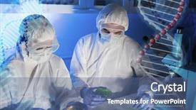  Presentation with dna structure - Cool new PPT theme with perty - science chemistry and people concept backdrop and a ocean colored foreground