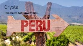  Presentation with winery - Slide set enhanced with peru wooden sign with winery background and a light blue colored foreground