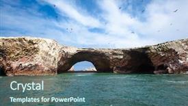  Presentation with birds moving presentaion - Beautiful presentation theme featuring peruvian animals - birds in ballestas island paracas backdrop and a ocean colored foreground