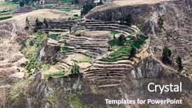  Presentation with agricultural - PPT layouts enhanced with agricultural fields in a mountain valley background and a gray colored foreground