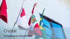  Presentation with racing flags - PPT theme with peruvian japanese and brazilian flags background and a light blue colored foreground