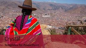  Presentation with people street - Theme having incaico - peruvian people in city street background and a coral colored foreground