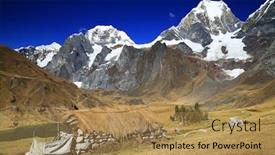  Presentation with america - Slide set enhanced with peruvian village in cordiliera huayhuash peru south america background and a coral colored foreground