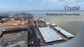  Presentation with para cosmetics - PPT theme consisting of pesos - aerial view of belem do background and a light blue colored foreground