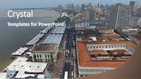  Presentation with para cosmetics - PPT theme featuring pesos - aerial view of belem do background and a gray colored foreground