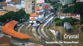 Presentation with top view of amazon river - Slide deck consisting of pesos - top view of railway station background and a tawny brown colored foreground