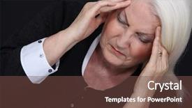  Presentation with older woman - Presentation theme with pessimism - older woman with a headache background and a  colored foreground