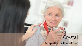  Presentation with being new doctor - Beautiful slides featuring pessimism - senior woman being comforted backdrop and a coral colored foreground