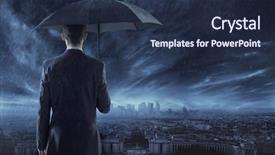  Presentation with storm - Presentation design enhanced with financial storm - businessman standing with an umbrella background and a tawny brown colored foreground