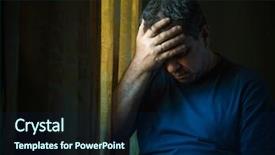  Presentation with sad - Colorful PPT theme enhanced with window in a dark room backdrop and a black colored foreground