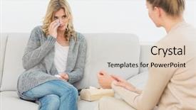  Presentation with counselling session - Cool new slide deck with counselling sessions - therapist talking to crying patient backdrop and a lemonade colored foreground