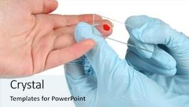  Presentation with blood test - Theme featuring pest analysis - test tubes with blood background and a light blue colored foreground