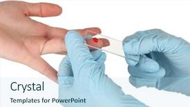  Presentation with blood test - Audience pleasing slide set consisting of pest analysis - test tubes with blood backdrop and a sky blue colored foreground