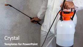  Presentation with spray - Slides featuring pest control - midsection of manual worker using background and a gray colored foreground