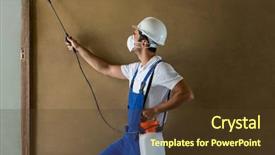  Presentation with chemical control - Slides having pest control - side view of manual worker background and a tawny brown colored foreground