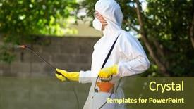  Presentation with pesticide - Amazing slide deck having pest control - side view of worker wearing backdrop and a tawny brown colored foreground