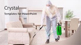 Presentation with pest control - Slides enhanced with bug spray - pest control contractor working background and a  colored foreground