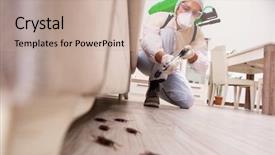  Presentation with poison control - Colorful slide set enhanced with pest control contractor working backdrop and a coral colored foreground