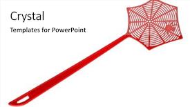  Presentation with red and white abstract - PPT layouts consisting of pest control insect - red fly swatter isolated background and a white colored foreground