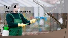  Presentation with fertilizer - Beautiful presentation design featuring pesticide application - using chemicals in the garden backdrop and a sky blue colored foreground