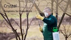  Presentation with pesticide - PPT theme enhanced with pesticide application - using chemicals in the garden background and a coral colored foreground