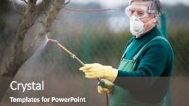  Presentation with fertilizer - Slide set having pesticide application - using chemicals in the garden background and a gray colored foreground