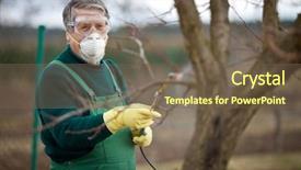 Presentation with pesticide - Amazing slide set having pesticide application - using chemicals in the garden backdrop and a tawny brown colored foreground