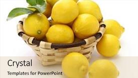  Presentation with pesticide - Cool new slide deck with pesticide free organic lemons isolated backdrop and a yellow colored foreground