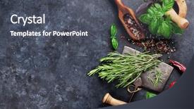  Presentation with table salt - Slide set consisting of pestle - herbs and spices cooking background and a dark gray colored foreground