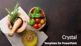  Presentation with italian food cooking tomatoes basil - Colorful slide set enhanced with pestle - italian food tomatoes olive oil backdrop and a wine colored foreground