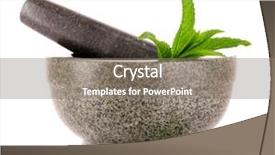  Presentation with mortar - Presentation theme with pestle - mint in agray mortar isolated background and a gray colored foreground