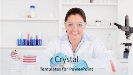  Presentation with forensic scientist - Theme featuring pestle analysis - young scientist preparing an experimentation background and a sky blue colored foreground