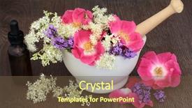  Presentation with aromatherapy oil - Colorful presentation theme enhanced with pestle and aromatherapy essential oil backdrop and a tawny brown colored foreground