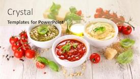  Presentation with mayonnaise - Cool new slides with pesto-sauce-mayonnaise-and-tomato backdrop and a blonde colored foreground