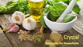  Presentation with pasta sauce - Colorful PPT layouts enhanced with pesto sauce over spoon backdrop and a  colored foreground