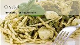  Presentation with recipe - Theme with pesto-trofie-typical-genoa-recipe background and a soft green colored foreground