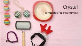  Presentation with pet - Cool new PPT theme with pet accessories on wooden background backdrop and a lemonade colored foreground