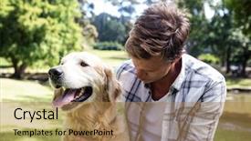  Presentation with dog park - Amazing slide deck having pet dog in the park backdrop and a  colored foreground