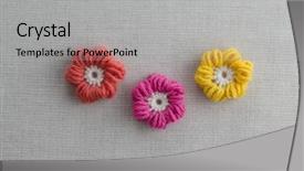  Presentation with stitch - Audience pleasing PPT theme consisting of petal puff stitch crochet flower backdrop and a light gray colored foreground