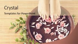  Presentation with skin care - Slide set featuring petals and ceramic bowl spa background and a lemonade colored foreground