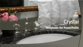  Presentation with spa concept - PPT theme with petals floating in marble sink background and a gray colored foreground